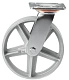 Большегрузное чугунное колесо без резины 200 мм (поворотное, площадка, темный обод) - SCs 80